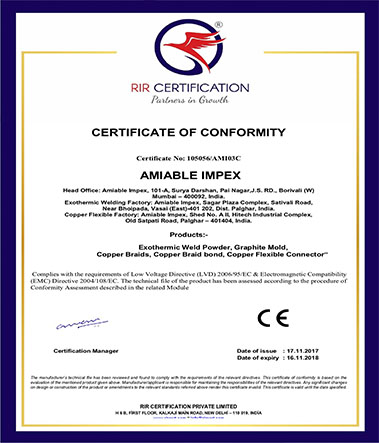 Exothermic-Welding-Certificates-CE-AMIABLE